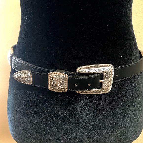 Brighton leather belt w silver accents - Picture 6 of 8